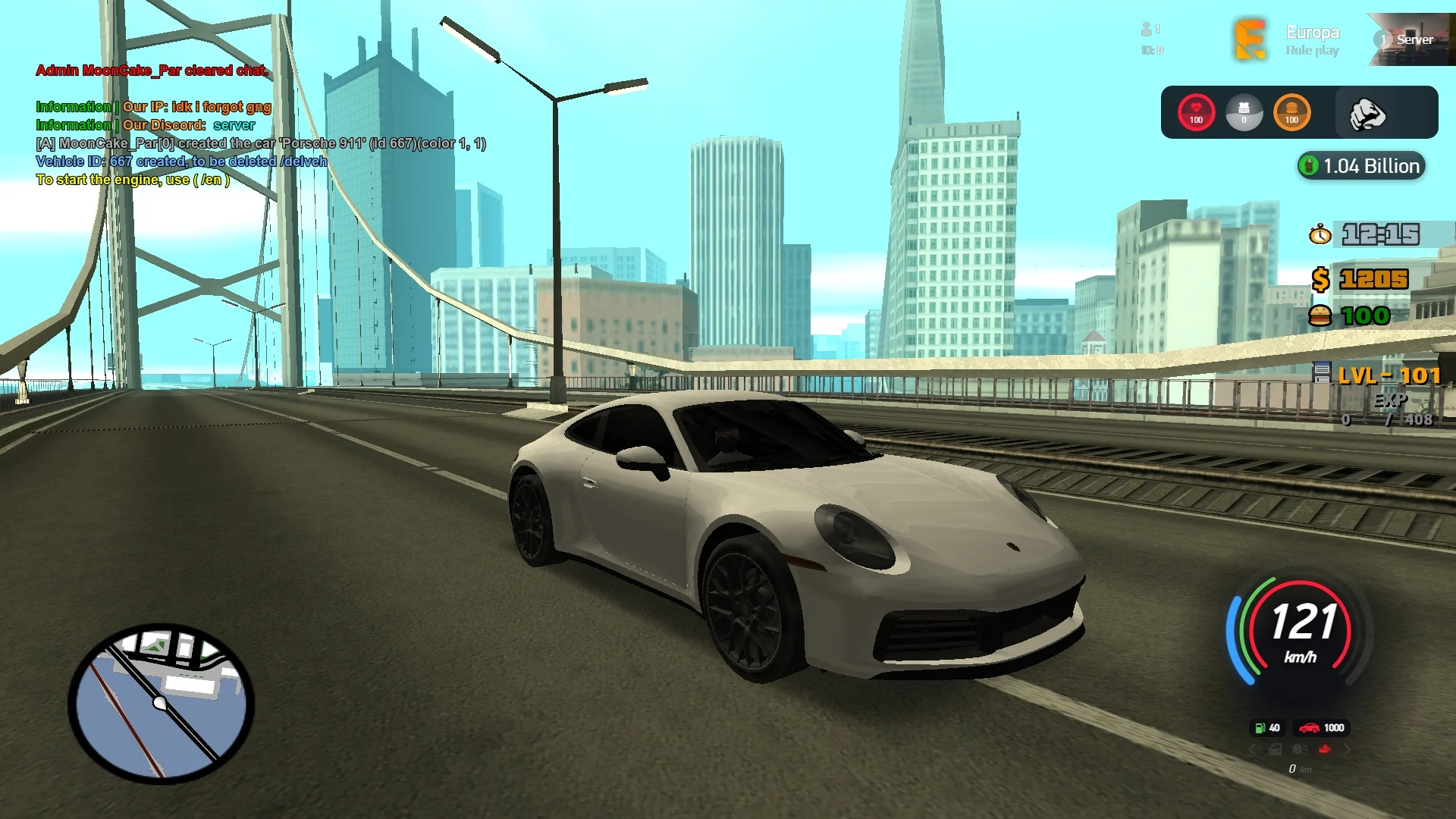 Europa Roleplay in-game HUD and speedometer